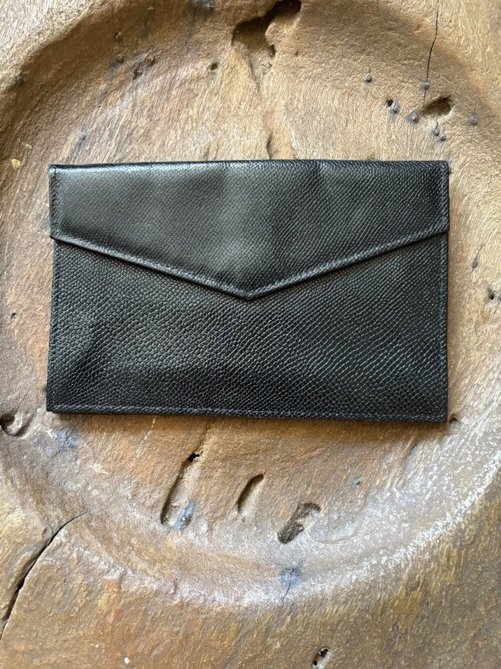 Vintage Princess Gardner black embossed pigskin leather envelope 8 x 5.25 inches